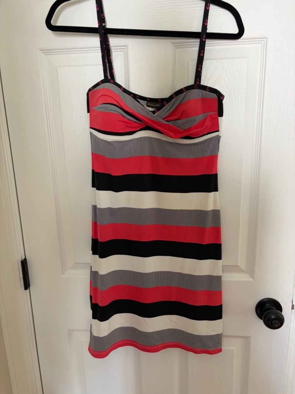 Tommy Bahama Striped Red, Black & Cream Sundress swim coverup xs